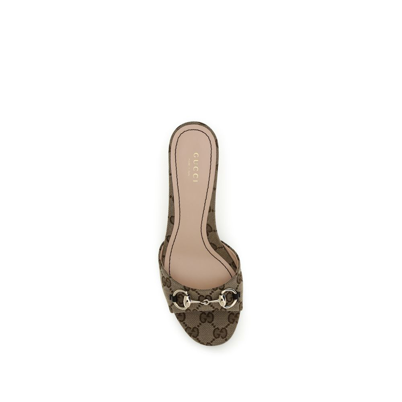 Beige fabric stiletto heel sandals-null