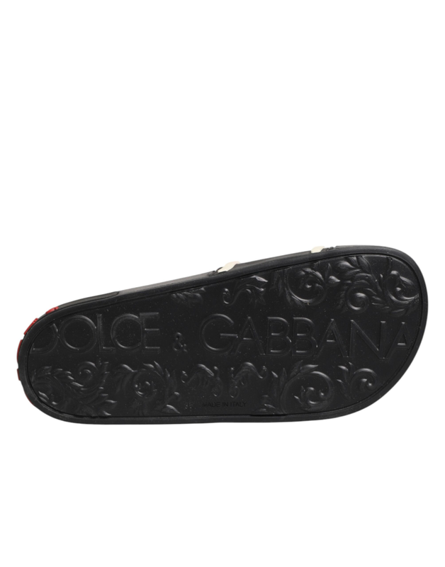 Black rubber slides sandals beachwear shoes-null