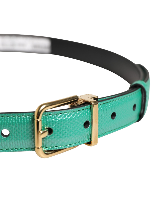 Men green classic leather metal buckle belt-null