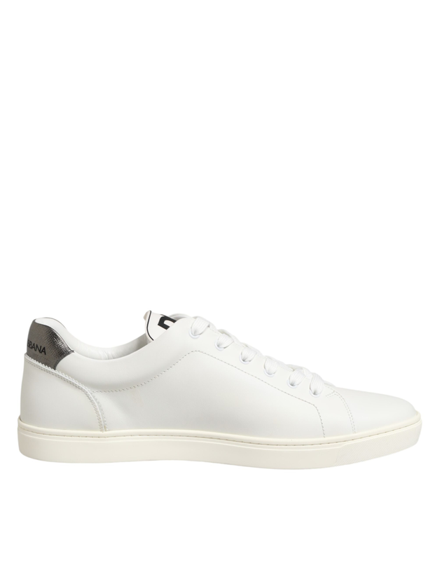 White leather heart embellished sneakers shoes-null