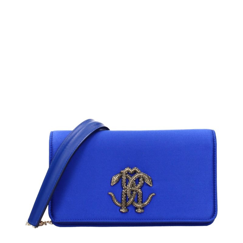 Blue satin clutch bag-null
