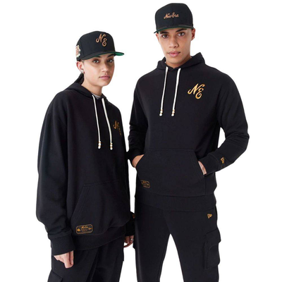 Script logo oversize hoody, Black / Gold, medium