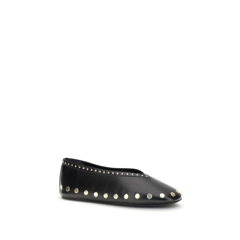 Black polyurethane ballet flats-null