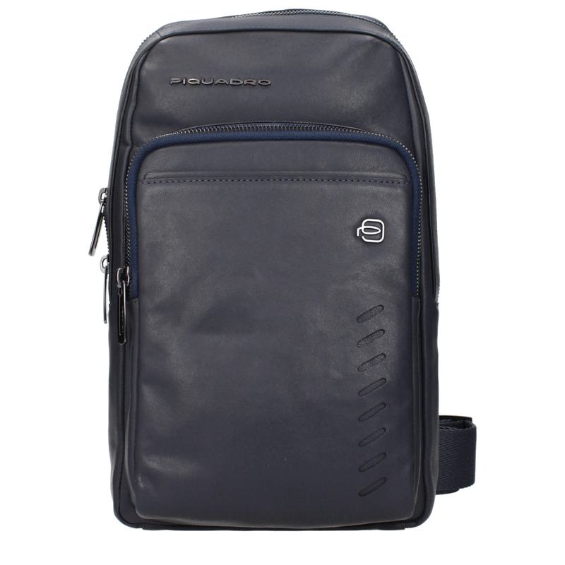 Blue leather crossbody bag-null