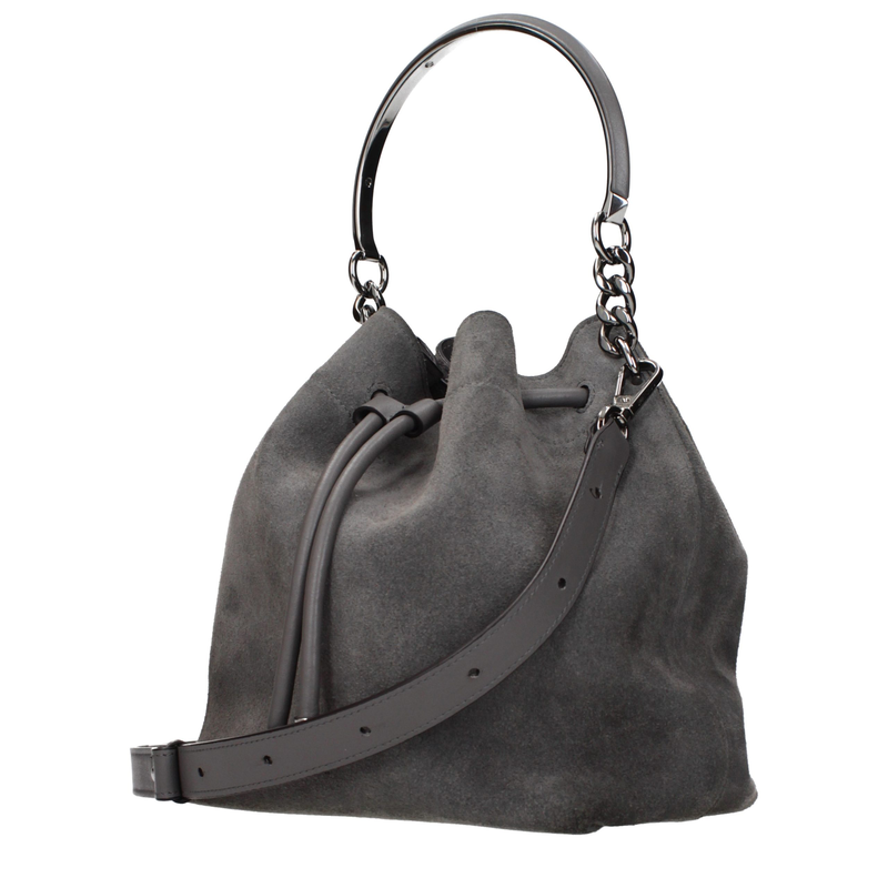 Gray leather handbag-null