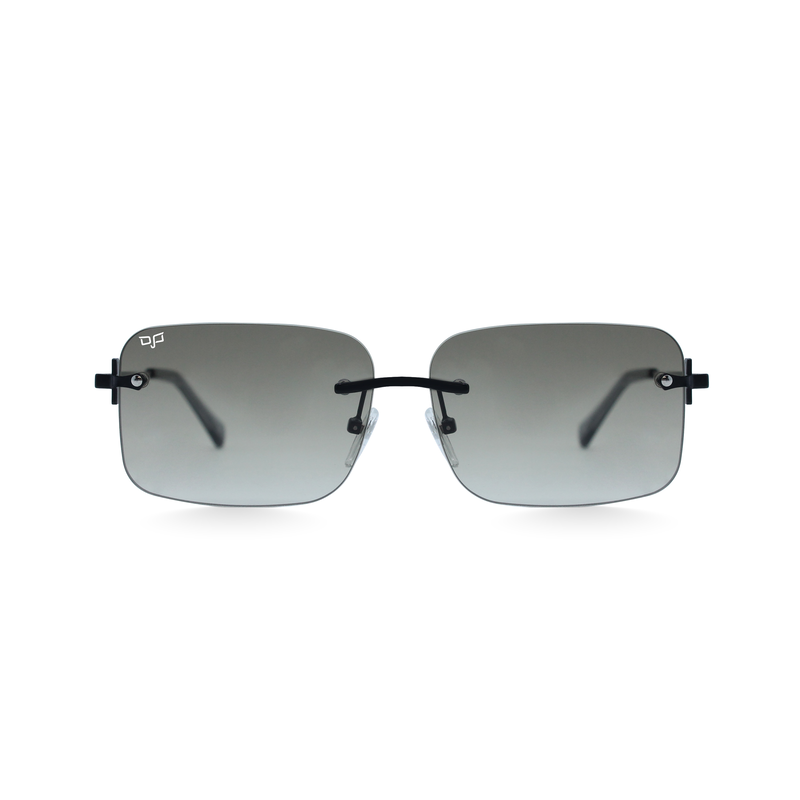 OJO sunglasses everyday black frame and temples with handmade tips and grey black lenses rx-null