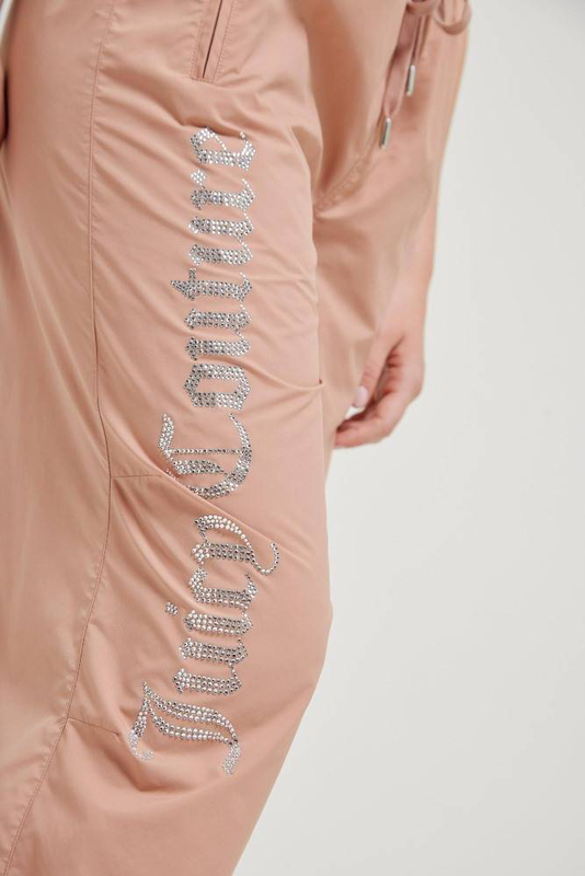 Ayla leg diamante logo parachute pants-null