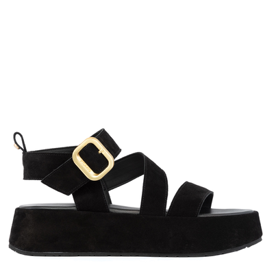 Komis & komis γυναικεία πλατφόρμα, Black Δερμα, medium