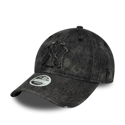New era wmns stone denim 9twenty new york yankees adjustable cap, Black, medium