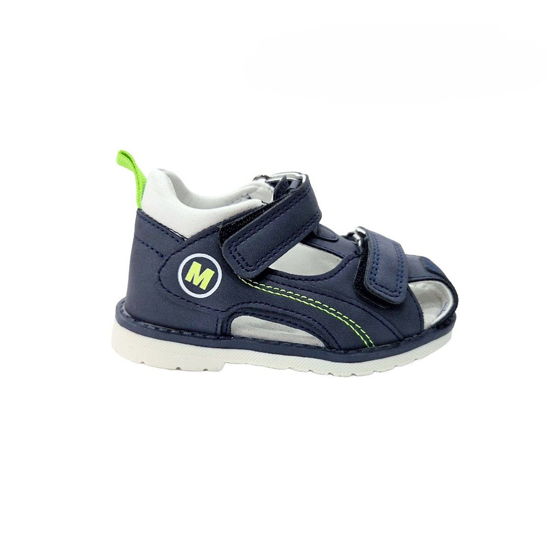 Boys closed sandal - navy with double velcro straps-null