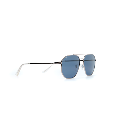 OJO sunglasses square silver frame and temples with blue polarised lenses rx, , medium