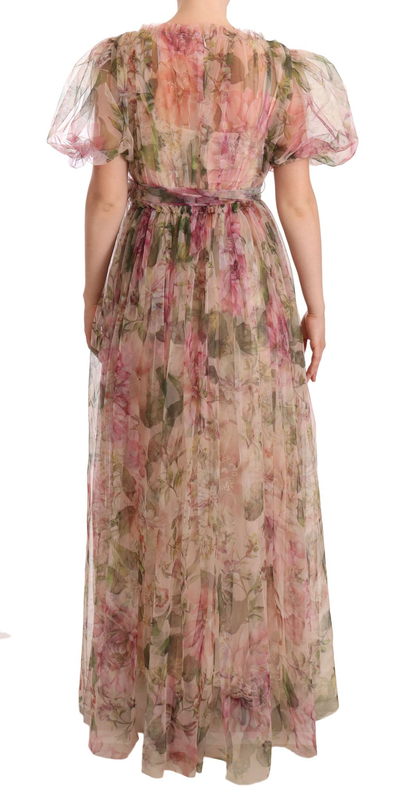 Multicolor floral print long maxi gown dress-null
