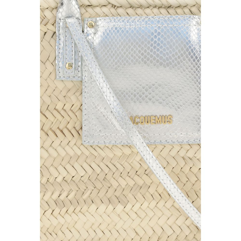 Beige raffia shoulder bag-null