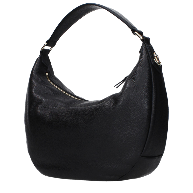 Black leather shoulder bag-null