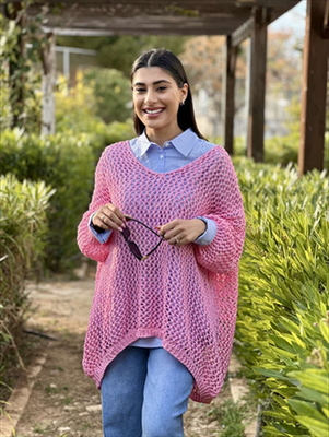Crochet top oversized, Silver, medium