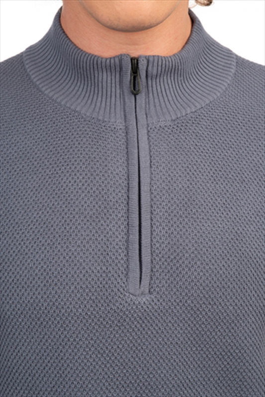 High neck knitwear with 1/4 zip image number null