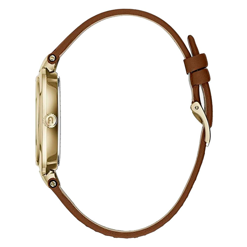Brown leather dress watch-null