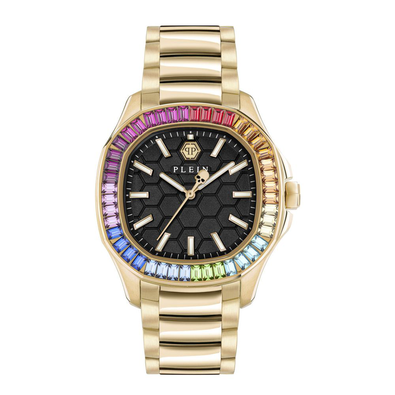 Gold stainless steel dress watch-null