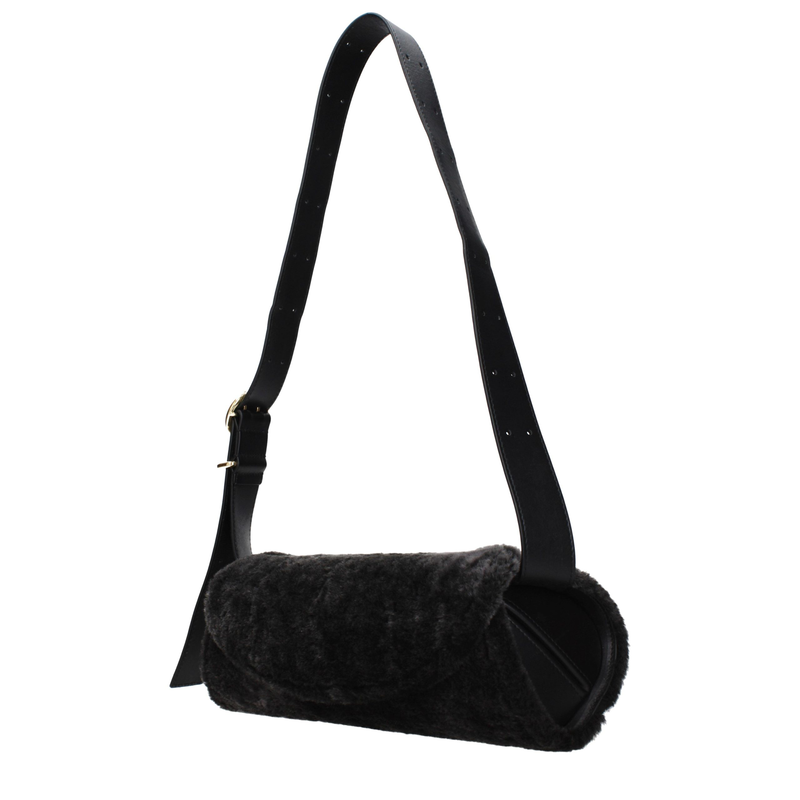 Black fur crossbody bag-null