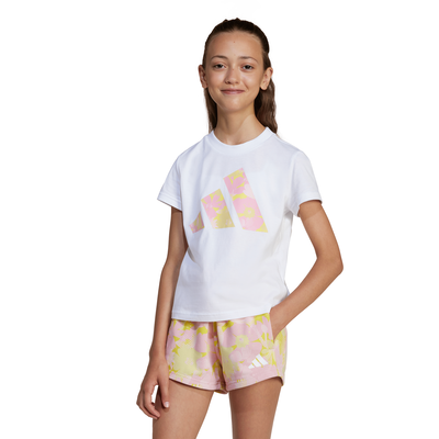Adidas girl's seasonal essentials flower t-shirt kids, White, medium
