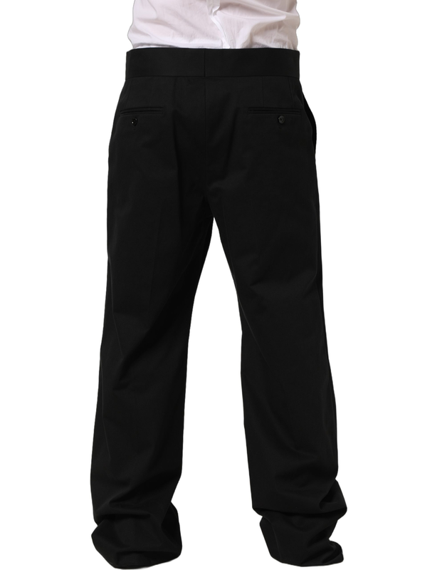 Black cotton straight leg dresstrouser pants-null