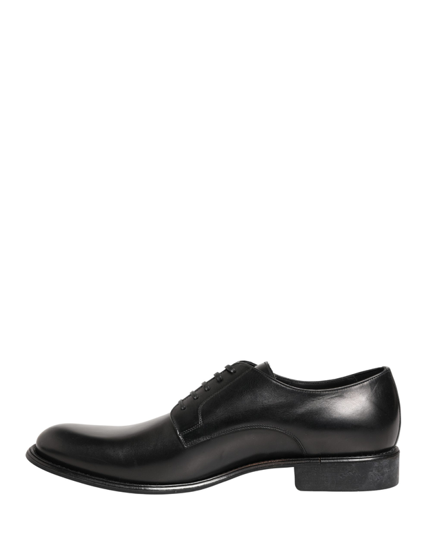 Black calfskin leather derby men dress shoes-null