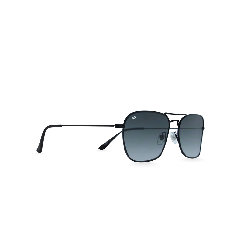 Product image: OJO everyday black frame and temples 55-14 with reverse angle grey black lenses rx-null
