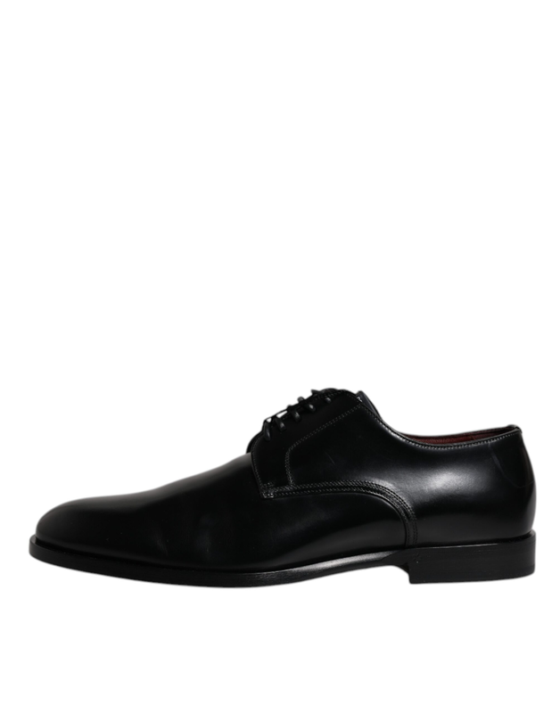 Black calfskin leather derby lace up formal dress shoes-null