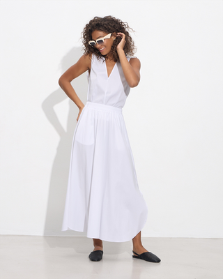 Skirt cotton split off, White, medium