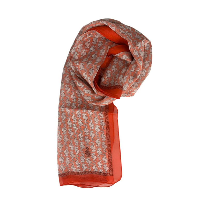Red silk women scarf-null