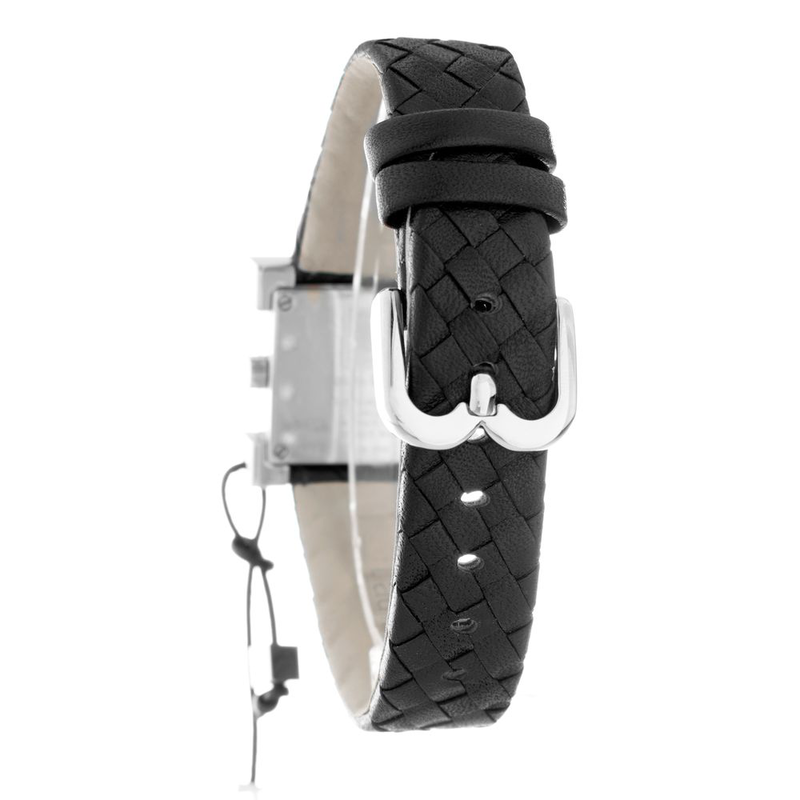 Black leather dress watch-null
