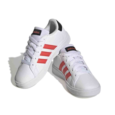 Adidas grand court lifestyle tennis lace-up shoes, White, medium