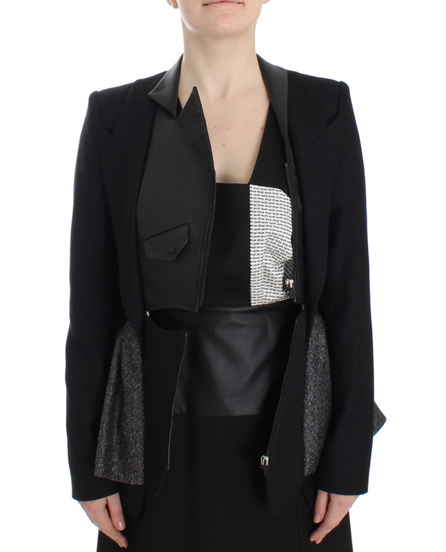 Black short blazer coat biker jacket-null