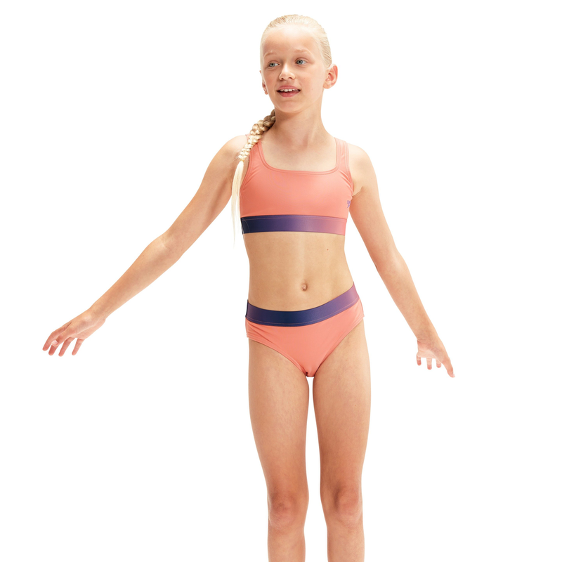 Speedo girls contrast band 2 piece (800313715471) image number null
