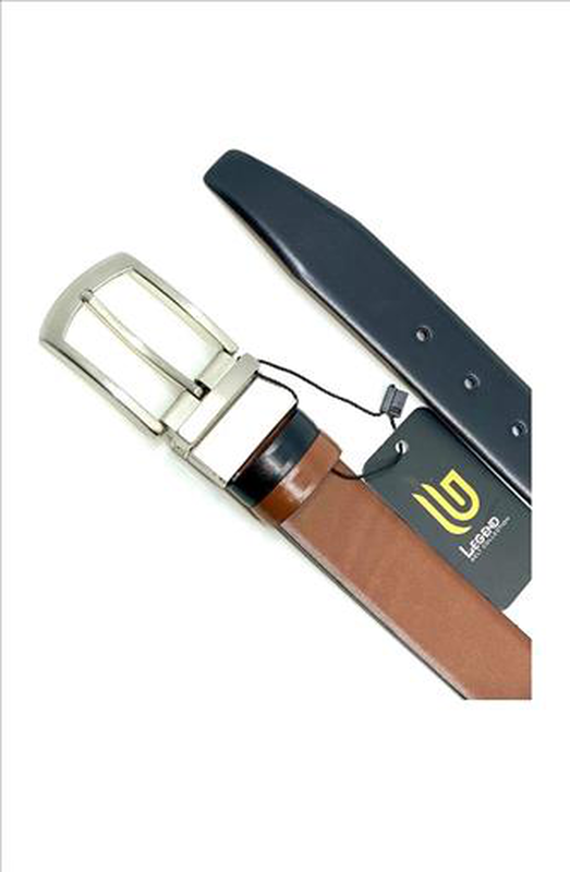 Reversible leather belt with contrast colour image number null