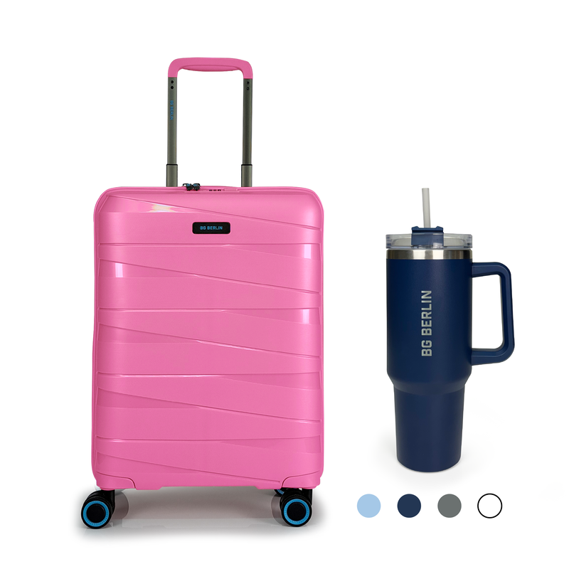 Bg berlin - ted cabin size/carry-on & BG Tumbler Gift (4 wheel) 55cm/20in luggage 10kg suitcase, Oxford Blue image number null