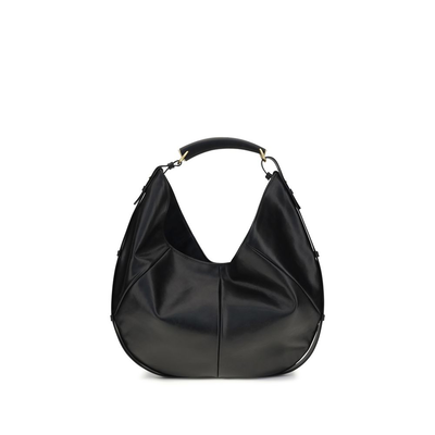 Black calf leather bos taurus shoulder bag, Black, medium