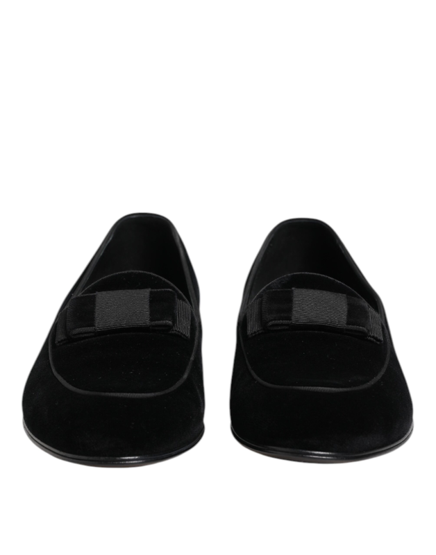 Black velvet loafers formal men dress shoes-null