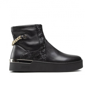 Liu Jo silvia 43 - chealsea boots with jewel chain, Black / Gold, medium