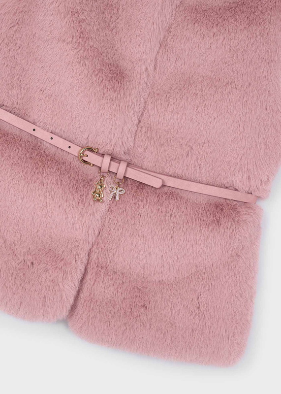 Fur vest with belt-null