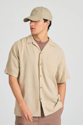 Funkybuddha resort linen shirt, Sand, medium