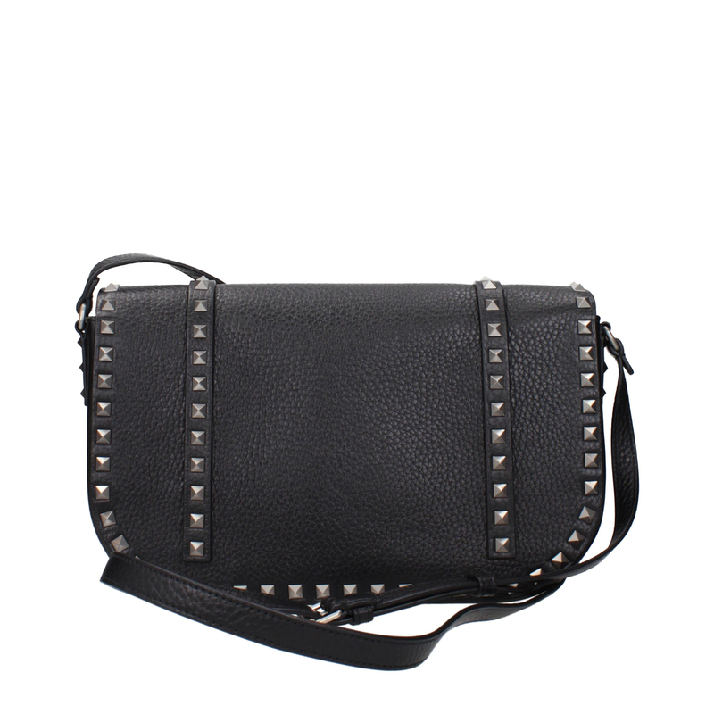 Black leather crossbody bag-null