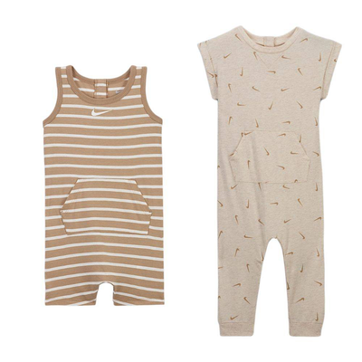 Nike infant essentials tank ss 2pk romper, Hemp, medium