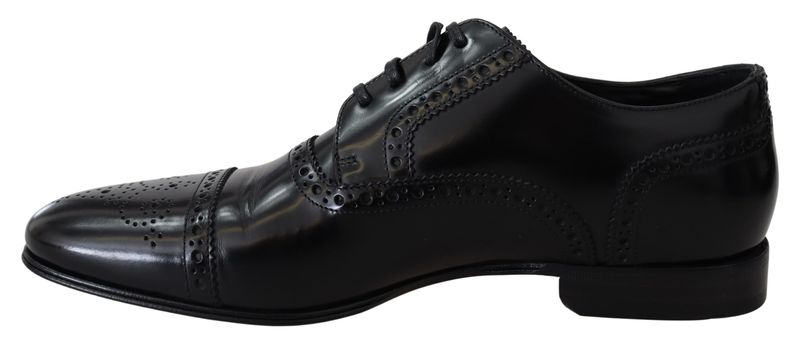 Black leather men derby formal loafers shoes-null