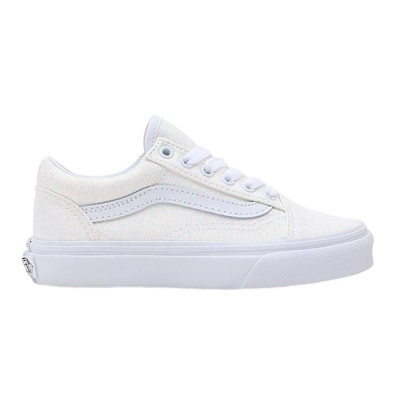 Vans kids glitter old skool shoes, White Glitter, medium