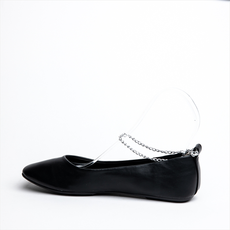 Miss belgini flat ballet pumps with ankle chain-null