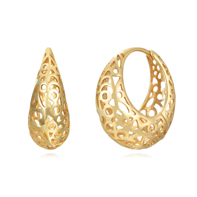 Detailed design hoops, Gold Plated 18k, medium