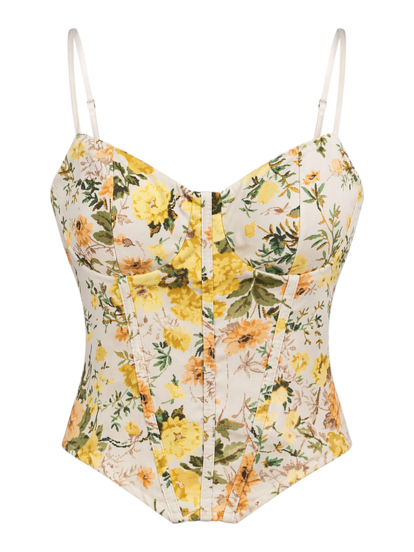 Floral corset top - yellow-null
