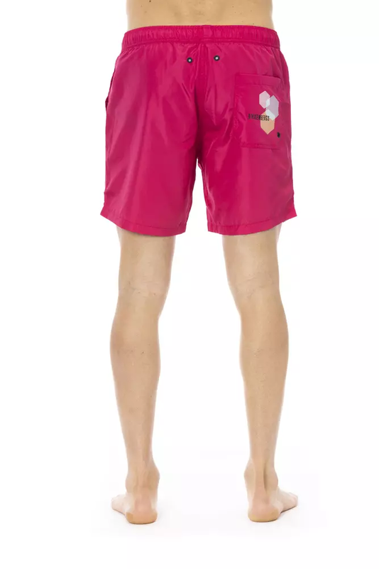 Fuchsia polyester men swim short-null