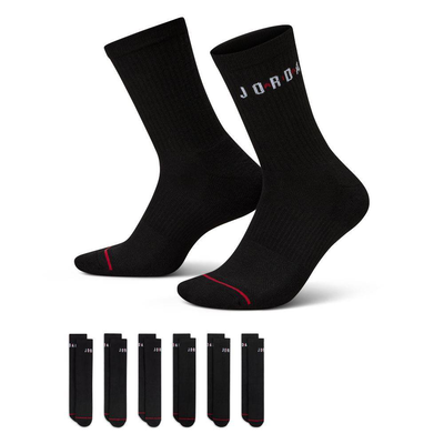Nike jordan everyday crew 6ppk socks, Black / White / Red, medium